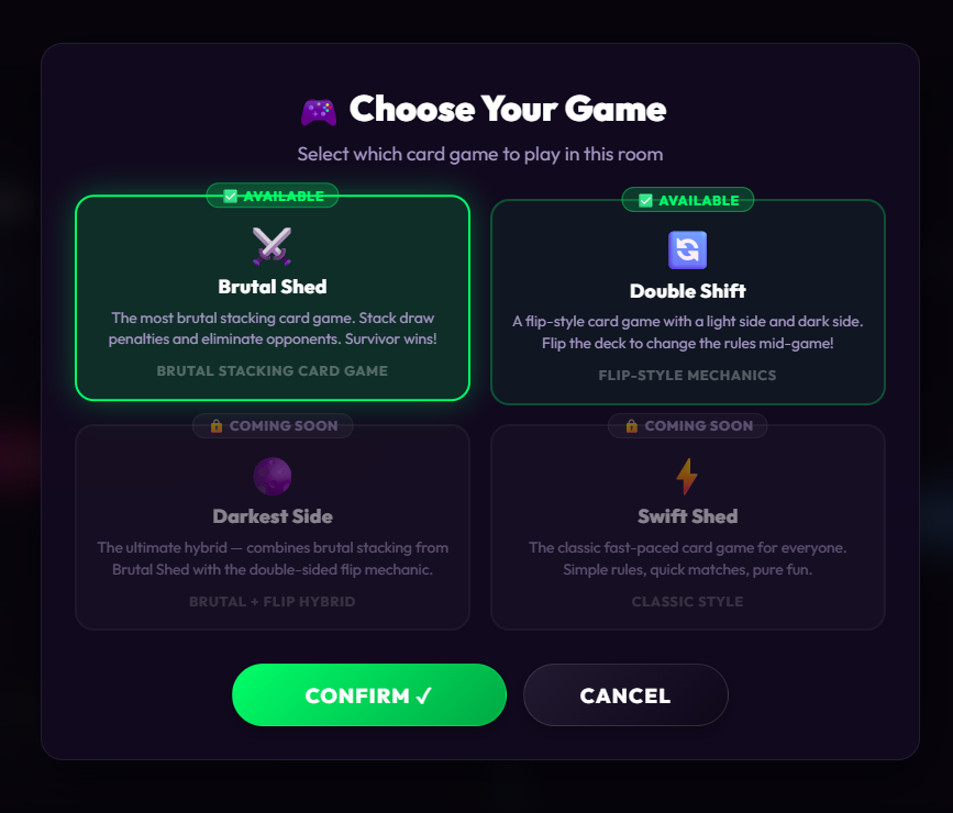 Cardversy Game Version Selection